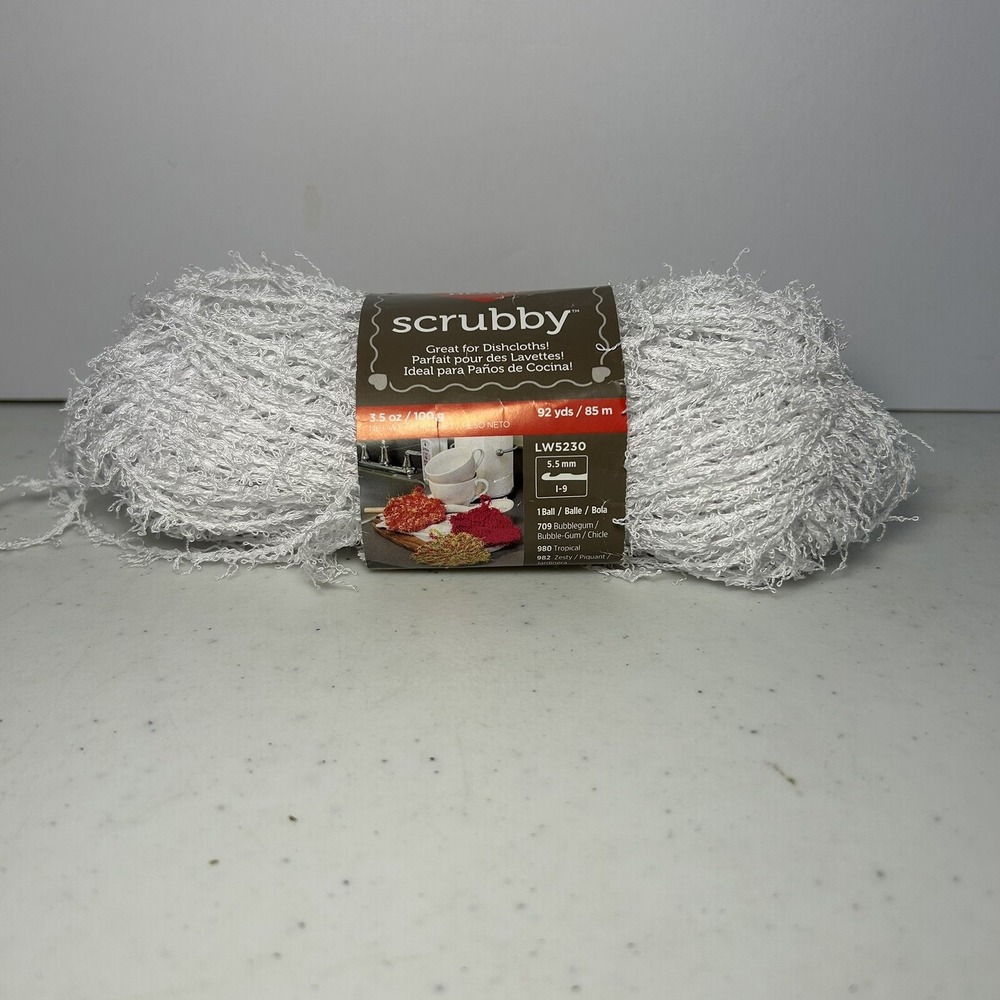 Red Heart Scrubby White Coconut 3.5oz 92yd 100%‎ Polyester Dishcloth New